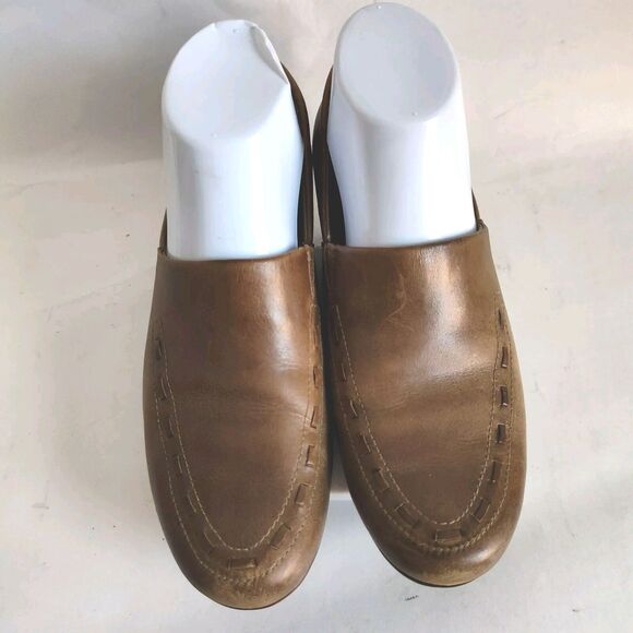 Ariat Aristotle Camel Tan Leather Slip On Western Clogs Stitching Women's Size 7 - Picture 5 of 10